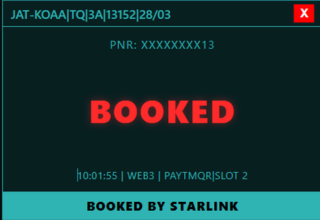 StarLink Tatkal Software - confirmed booking result 1