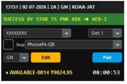 Star TS Tatkal Software - Booking success result